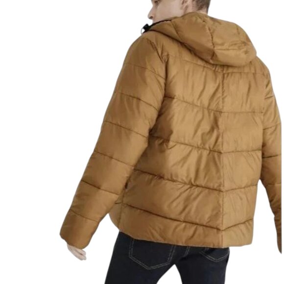 Madewell Mens Hooded Puffer Jacket, Old Gold, XL - Picture 2 of 10